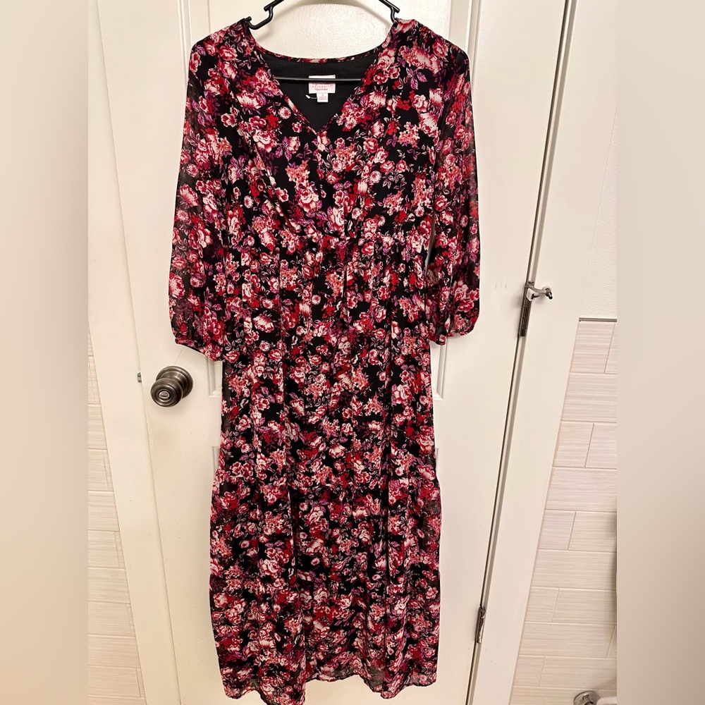 Red Floral Maternity Dress